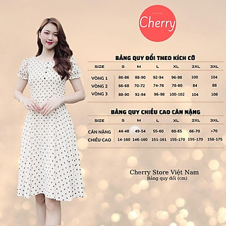 Đầm công sở chấm bi dáng đầm xòe có hai dây thắt eo tôn dáng, váy công sở ôm eo tôn body siêu đẹp - Cherry V004