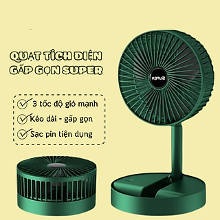 Quạt Tích Điện Super mini, Quạt Tích Điện Để Bàn Gấp Gọn 3 cấp độ