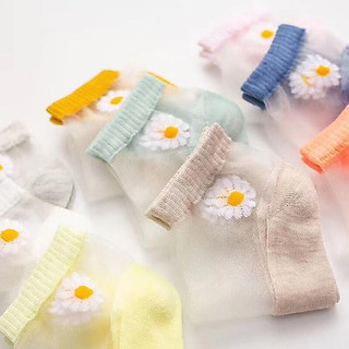 10 đôi Tất nữ cổ ngắn đẹp - Tất lưới hài đi giày búp bê xinh xắn hình hoa cúc trong suốt mùa hè mùa thu đông