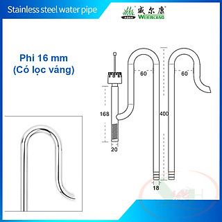Bộ in out inox Week đầu váng xoay 12, 16 mm lọc thùng bể cá tép thủy sinh cảnh
