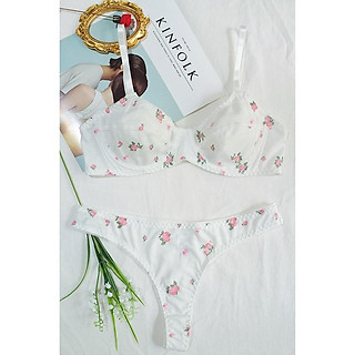 Set Cotton Trắng Hoa Hồng - Let's Love Đồ Lót Nội Y