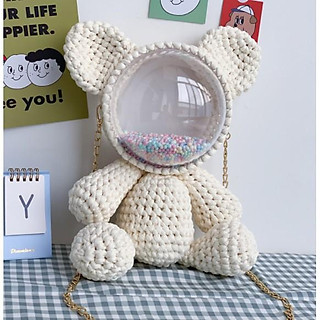 Set nguyên liệu túi gấu đan len tự làm cực dễ thương