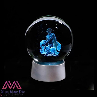 Quà Tặng Sinh Nhật Tháng 2 Quả Cầu Pha Lê 3D Led Laser Cung Bảo Bình Aquarius