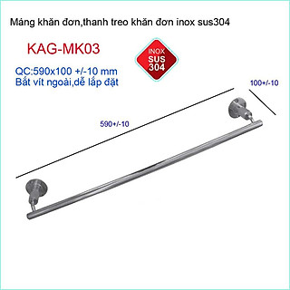 Thanh treo khăn nhà tắm, giá treo khăn Inox, máng khăn inox KAG-MK03