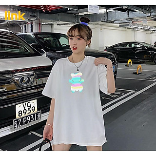 Áo phản quang nữ GÁU TEDDY trước ngực cute Unisex ( Đen, Trắng )