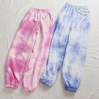 Quần jogger loang màu unisex bo ống chất nỉ ngoại cao cấp mềm mịn