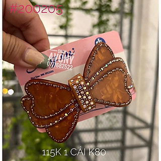 Kẹp tóc đuôi - Kẹp sau hình nơ đá trắng phối đỏ Mimosa songin