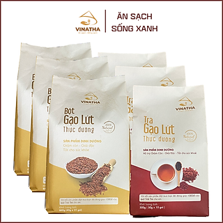 Combo 3 Set Bột Trà Gạo Lứt Thực Dưỡng Giảm Cân Vinatha