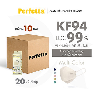 Thùng 200 Cái Khẩu Trang Y Tế Cao Cấp Perfetta KF94, Thanh Nẹp Mũi Mềm Mại (20 Cái/Hộp)