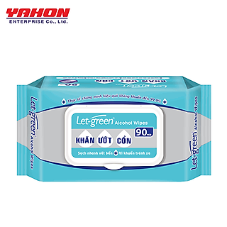 Bao Khăn Ướt Cồn LET-GREEN 90 Miếng/Bao