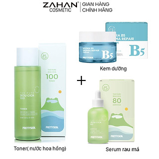 Combo kem dưỡng B5, toner rau má, serum rau má Prettyskin( 3 sản phẩm)