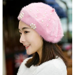 Mũ beret nón bere nữ len lông thỏ thời trang Hàn Quốc mới dona21111219