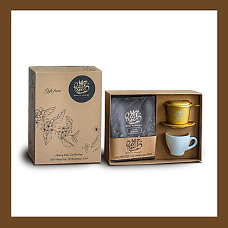 Hộp quà tặng Cà phê Robusta - Phin vàng - Ly sứ