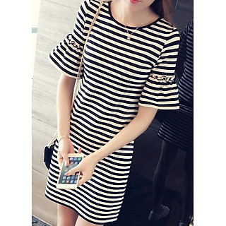 Đầm Thun phối sọc  ngang  - DS21605