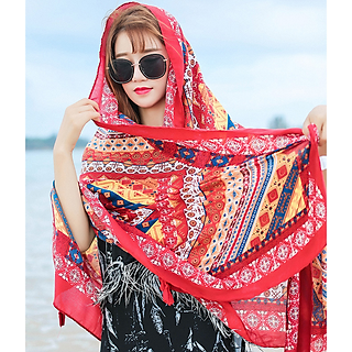 Khăn choàng thổ cẩm đi biển - Khăn choàng boho thời trang đa năng xinh xắn size 180x90cm - Mã VS058