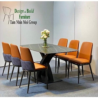 Bàn ăn 6 ghế mặt đá ceramic chống thấm