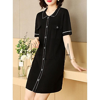 đầm đen dài nút bigsize