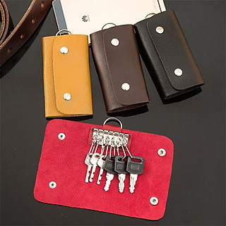 Bao da treo chìa khóa đa năng có móc cài khuy inox tiện lợi