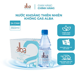 Thùng 24 chai nước khoáng thiên nhiên không ga Alba bổ sung Canxi Magie tốt cho sức khỏe 350ml
