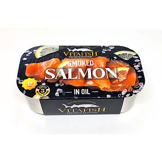 Cá Hồi Hun Khói Ngâm Dầu Đóng Hộp Hiệu Vitafish Loại Premium 120g