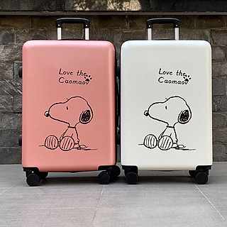 HÌNH THẬT_Du Lịch Tay Kéo In Hình Chú Chó Snoopy Siêu Cute 4 Bánh Xe Xoay 360 Độ Chất Liệu Nhựa Nhám PC+ABS Dày Dặn Hàng Sẵn Kho Đủ Size 20/24/26 inch