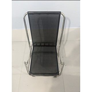 Ghế xếp lưới lò xo, Inox ống dày và to - Lưng Thấp 70cm