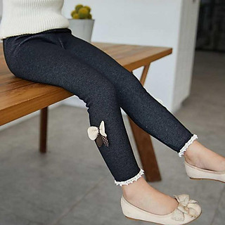 Quần Giả Bò Lót Lông Đính Nơ Cho Bé Gái