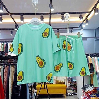 Đồ Bộ Thun Cotton Lạnh Mặc Nhà TRÁI BƠ và TRÁI ĐÀO Form Rộng Unisex Nam Nữ Ulzzang KUN