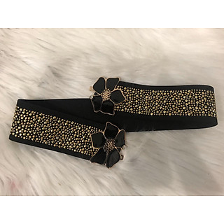 Thắt lưng bản 5cm. Full hạt. Mặt kim loại hình 2 hoa