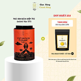 Trà sen Bách Diệp PVFT0075 SACHS TEA 1773 chè hữu cơ thái nguyên ướp hoa sen cao cấp 75g/hộp