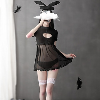 Bộ váy ngủ xuyên thấu cosplay thỏ bunny sexy gợi cảm freesize từ 40-60kg