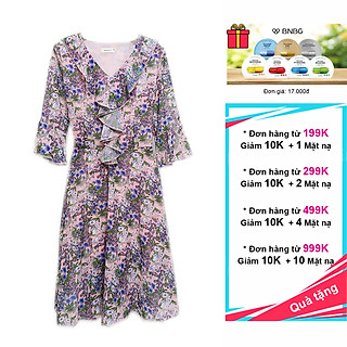 Váy đầm voan hoa, tay lỡ, dáng xòe, dự tiệc dạo phố