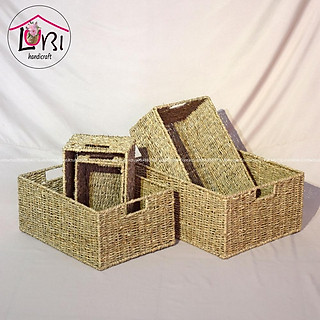 Lubihandicraft - Sọt cói đựng đồ hình chữ nhật - đơn giản, mộc mạc
