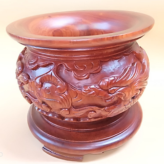 LƯ HƯƠNG – BÁT NHANG CHẠM RỒNG GỖ HƯƠNG CỠ ĐẠI 20CM