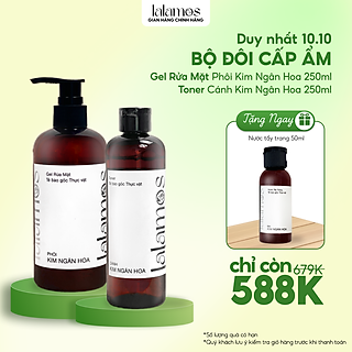 Combo cấp ẩm Lalamos Sữa rửa mặt phôi Kim Ngân Hoa 280ml + Toner cánh Kim Ngân Hoa 250ml