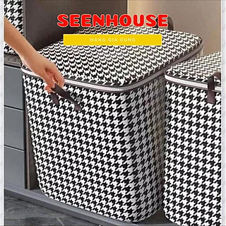 Giỏ đựng đồ size lớn 100L kẻ CARO - Giỏ đựng - túi đựng chăn màn quần áo cỡ lớn SEENHOUSE