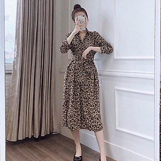 VÁY BẦU THỜI TRANG SƠ MI BẦU Sơ mi da beo có cài khuy