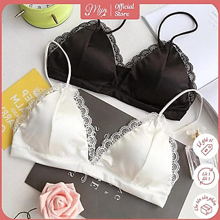 Áo bra phi lụa dây mảnh viền ren sexy