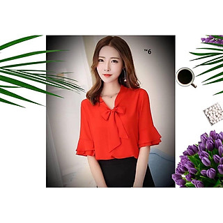 Áo Sơ Mi Cổ Thắt Nơ Tay Loe Điệu Đà