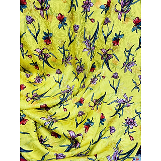 Vải Lụa gấm hoa nền vàng MS9120