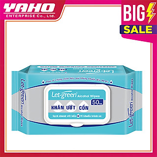 Bao Khăn Ướt Cồn LET-GREEN 50 Miếng/Bao