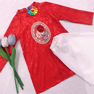 Áo dài cách tân lụa đỏ CT09