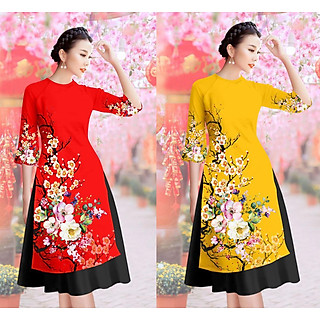 SET ÁO DÀI CÁCH TÂN HOA ĐÀO