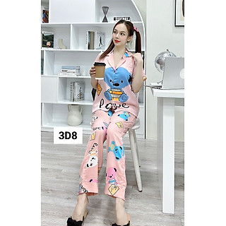 Đồ bộ nữ pijama Lụa Mango (40-60kg) tay ngắn quần dài 3D8