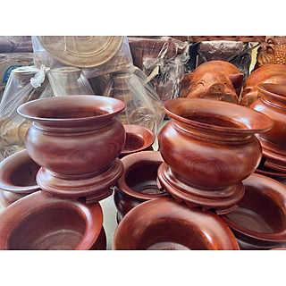 Bát nhang, lư hương gỗ cao cấp - gỗ hương nguyên khối ngang 13cm