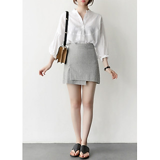 Áo Sơ Mi Nữ Cổ Trụ Tay Bồng - Trắng