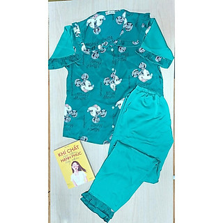 Đồ bộ mặc nhà pijama lụa satin phối latin cao cấp hình mickey