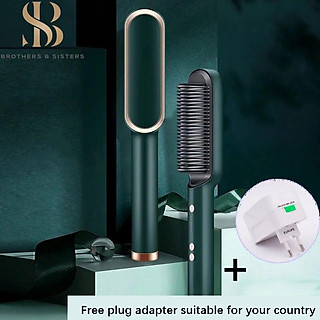 【】Lược điện - Lược duỗi thẳng tóc 2 in 1 Công cụ tạo kiểu chải tóc, Máy ép duỗi tóc thẳng Máy Duỗi Tóc