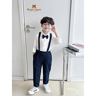 Set công tử bé trai 9m-7 tuổi 4 chi tiết quần kẻ kiểu dáng thanh lịch thời trang
