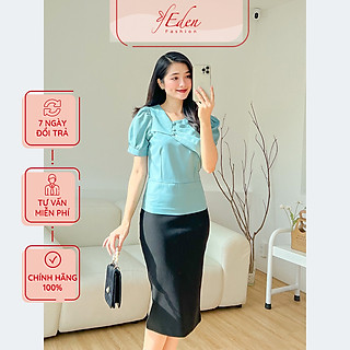 Áo kiểu nữ công sở peplum phối nút thời trang Eden - ASM217